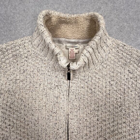 Carbon 2 Cobalt Sweater Mens Large Full Zip Heavy Lined Fisherman Flecked Cream - Picture 7 of 10